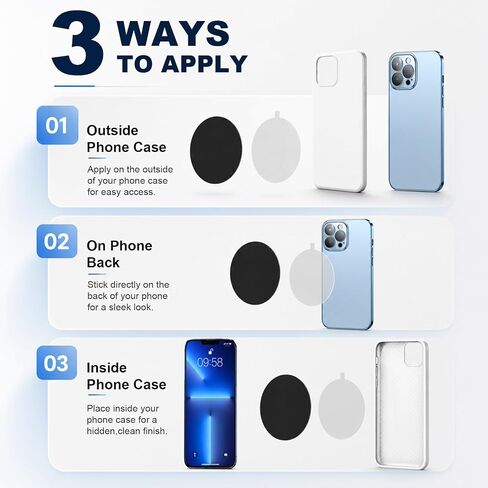 12 Pack Magnetic Phone Mount Metal Plates, Round Black Adhesive Plates in Kuwait