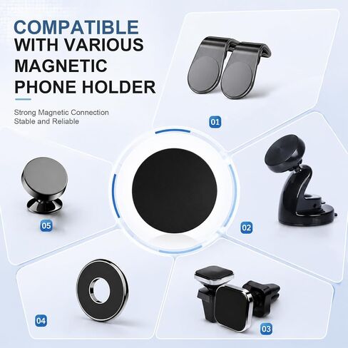 12 Pack Magnetic Phone Mount Metal Plates, Round Black Adhesive Plates in Kuwait