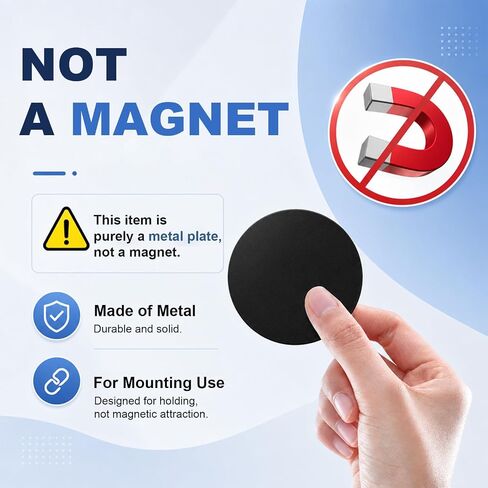 12 Pack Magnetic Phone Mount Metal Plates, Round Black Adhesive Plates in Kuwait