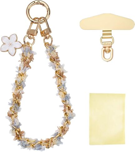 BEEFLYING Weave Phone Charm Cute Phone Wrist Strap Chain Wristlet Strap with Alloy Chain Yarn Weaving Tassels Flower Pendant for Case Keychains Card Wallets Woman Man in Kuwait