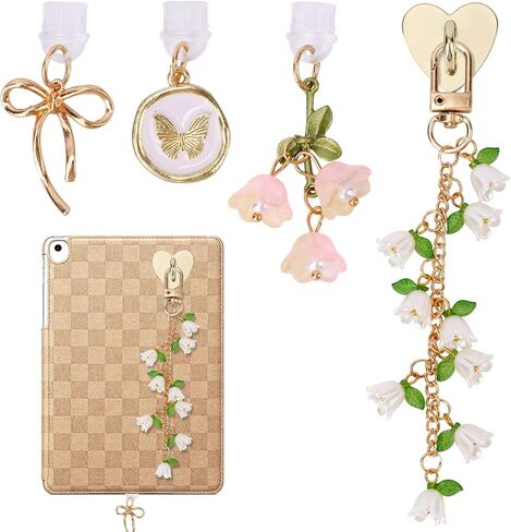 NQEUEPN 5pcs Charms Set for Kindle E-Reader Phone Flower Chain Dust Plug in Kuwait