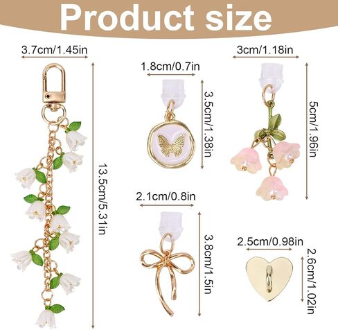 NQEUEPN 5pcs Charms Set for Kindle E-Reader Phone Flower Chain Dust Plug in Kuwait
