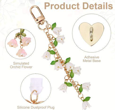 NQEUEPN 5pcs Charms Set for Kindle E-Reader Phone Flower Chain Dust Plug in Kuwait