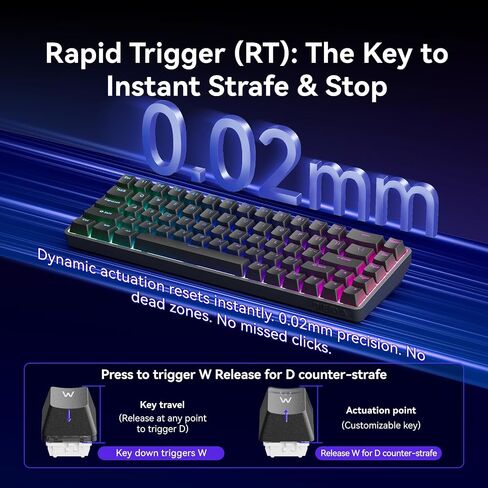 DIERYA DK68-C 60% Gaming HE Keyboard, Magnetic Switch Hot Swappable, Rapid Trigger, Adjustable Actuation, 8000Hz Polling Rate, RGB Backlit, Compact 68 Keys for Windows PC, Wired, Black in Kuwait