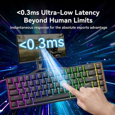 DIERYA DK68-C 60% Gaming HE Keyboard, Magnetic Switch Hot Swappable, Rapid Trigger, Adjustable Actuation, 8000Hz Polling Rate, RGB Backlit, Compact 68 Keys for Windows PC, Wired, Black in Kuwait