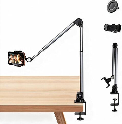 Desk Phone Stand, Dual Telescopic Arms, 2in1 Clip & Magnetic Head in Saudi Arabia
