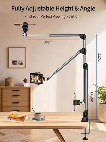 Desk Phone Stand, Dual Telescopic Arms, 2in1 Clip & Magnetic Head in Saudi Arabia