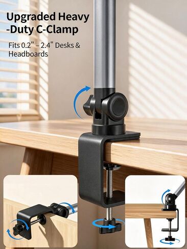 Desk Phone Stand, Dual Telescopic Arms, 2in1 Clip & Magnetic Head in Saudi Arabia