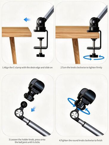 Desk Phone Stand, Dual Telescopic Arms, 2in1 Clip & Magnetic Head in Saudi Arabia
