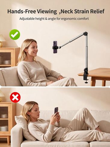 Desk Phone Stand, Dual Telescopic Arms, 2in1 Clip & Magnetic Head in Saudi Arabia