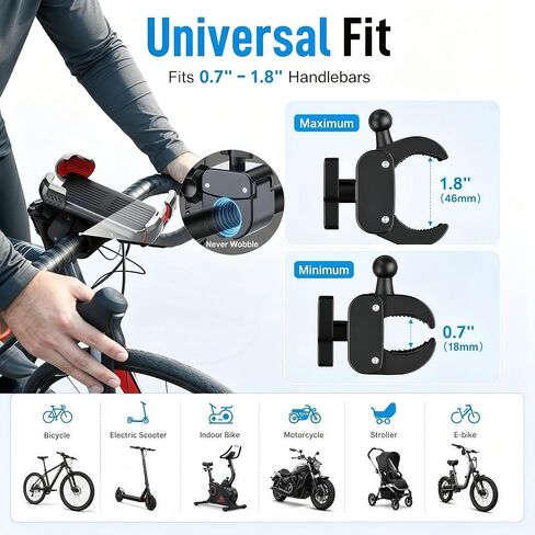 Motorcycle Phone Mount, Upgraded Bike Smartphone Holder Ultra-Stable Bicycle Handlebar for Motorcycle Bike Bicycle Scooter, Compatible with 4.7-7" Mobile Phone in Kuwait