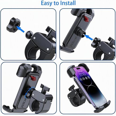Motorcycle Phone Mount, Upgraded Bike Smartphone Holder Ultra-Stable Bicycle Handlebar for Motorcycle Bike Bicycle Scooter, Compatible with 4.7-7" Mobile Phone in Kuwait
