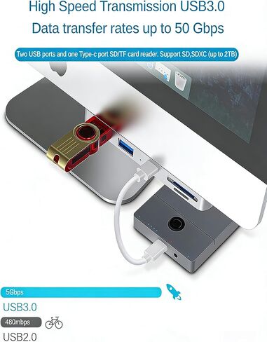 USB 3.0 Hub for iMac (2012-2019) 21.5/27 inch, Aluminum Front Port Expander with 3 USB-A Ports and SD/TF Card Reader - Slim Plug and Play Adapter for iMac 5K, iMac Pro (Not for M1/M3) in Saudi Arabia