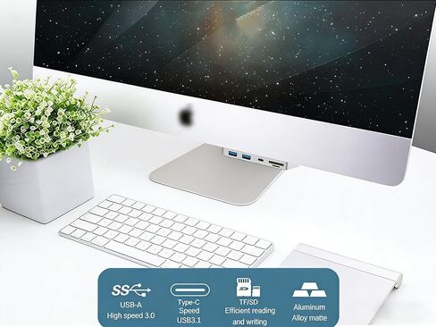 USB 3.0 Hub for iMac (2012-2019) 21.5/27 inch, Aluminum Front Port Expander with 3 USB-A Ports and SD/TF Card Reader - Slim Plug and Play Adapter for iMac 5K, iMac Pro (Not for M1/M3) in Saudi Arabia