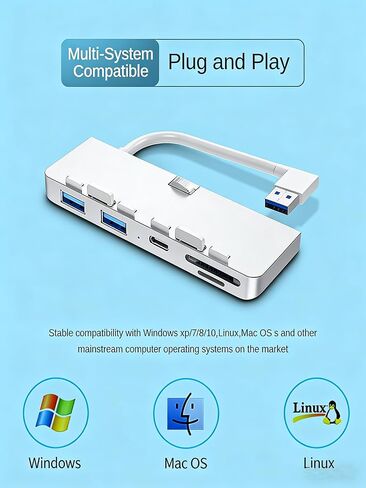 USB 3.0 Hub for iMac (2012-2019) 21.5/27 inch, Aluminum Front Port Expander with 3 USB-A Ports and SD/TF Card Reader - Slim Plug and Play Adapter for iMac 5K, iMac Pro (Not for M1/M3) in Saudi Arabia