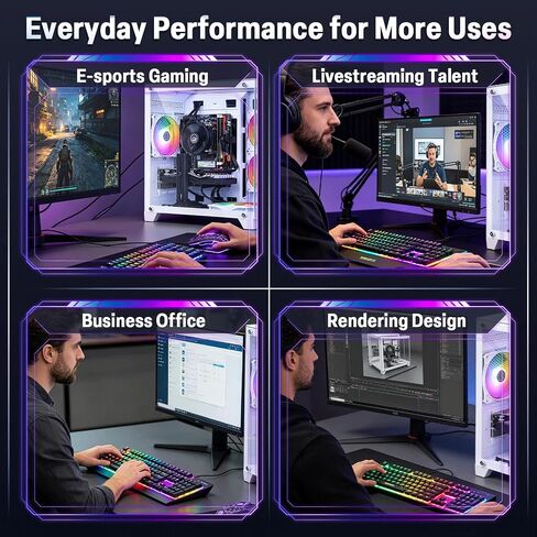 ZER-LON Gaming PC Desktop Computer, Intel Core I7 up to 3.9GHz, RX 590 8G in Kuwait