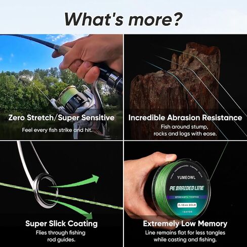 Braided Fishing Line, Enhanced Coating Tech,Zero Stretch Line, 4 Strand, Moss Green, 328YDS, 4LB, 0.05MM in Saudi Arabia
