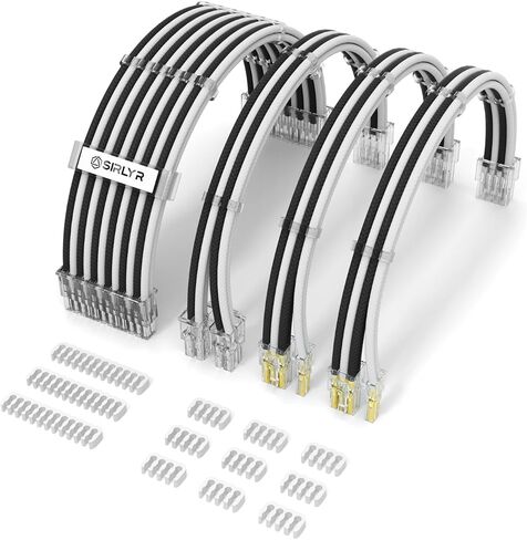 Sirlyr PSU Ext Kit,24/8Pin Pre-Bent&Gold Terminals,Pink/Blue/Wht in Kuwait