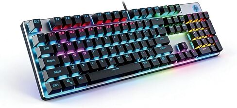 HP GK400F Mechanical Gaming Keyboard, 104 Keys Wired Keyboard with Brown Switches, Mixed Lighting, Double-Shot ABS Keycaps, for Desktop and Laptop (BlackBerry Pink) in Saudi Arabia