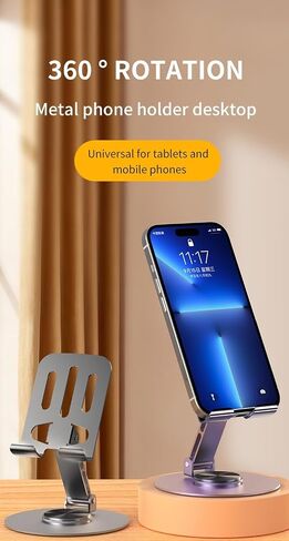 Cell Phone Stand-720° Rotation-Phone Holder for Desk with Heavy Duty Clamp & Suction Base, Flexible Ball Head, Aluminum Alloy, for Phones 55-110mm & Tablets in Saudi Arabia