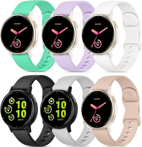 6 Pack 20mm Quick-Release Silicone Band Compatible with Garmin Vivoactive 6 Watch Bands/Vivoactive 5/3/3 Music, Waterproof Sport Strap for Forerunner 55/165/170/70/570 (42mm) Women Men in Kuwait