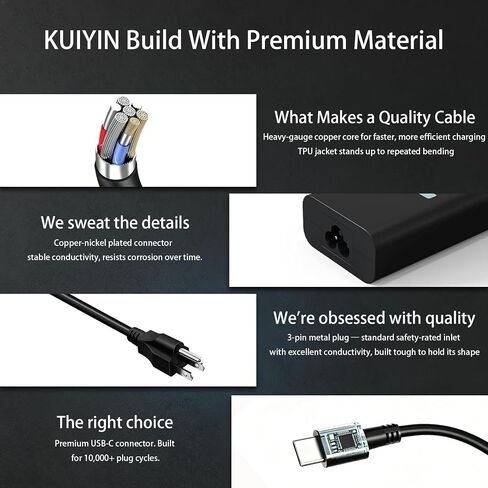 Slim 65W USB C Laptop Charger Compatible with Dell Latitude/Inspiron/XPS in Kuwait