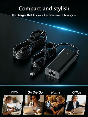 Slim 65W USB C Laptop Charger Compatible with Dell Latitude/Inspiron/XPS in Kuwait