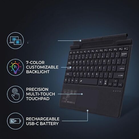 ASHATA Pro Bluetooth Keyboard, 7 Color Backlit Rechargeable with Touchpad in Kuwait