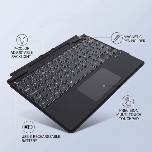 ASHATA Pro Bluetooth Keyboard, 7 Color Backlit Rechargeable with Touchpad in Kuwait