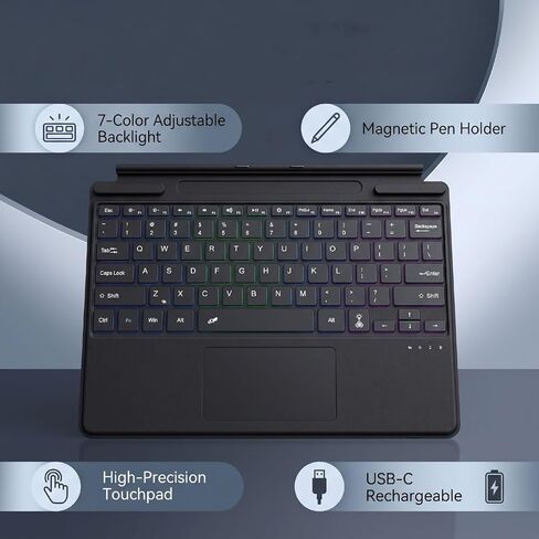 ASHATA Pro Bluetooth Keyboard, 7 Color Backlit Rechargeable with Touchpad in Kuwait