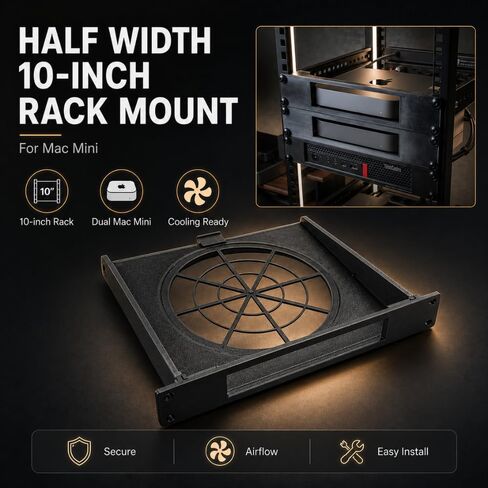 SplashNColor Mac mini Rack Mount for 10 Inch Server Rack – Half Width Shelf Bracket | Secure Screw-in Installation | Fits Home Lab Network Cabinet | Space-Saving Desktop Computer Rack in Saudi Arabia