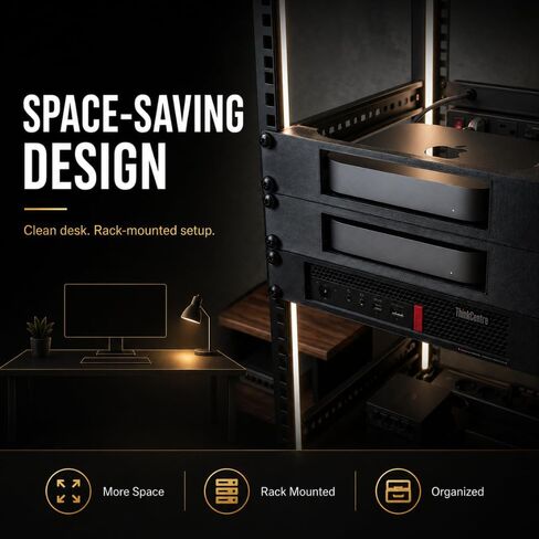 SplashNColor Mac mini Rack Mount for 10 Inch Server Rack – Half Width Shelf Bracket | Secure Screw-in Installation | Fits Home Lab Network Cabinet | Space-Saving Desktop Computer Rack in Saudi Arabia