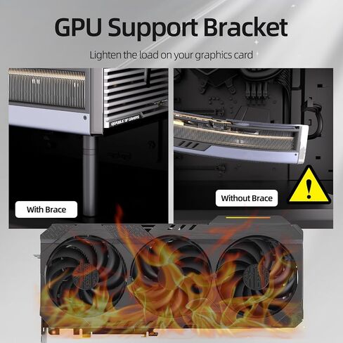 GPU Support Bracket, GPU Sag Bracket (L,75-120mm), Holder Height Adjustable Video Card Stand, GPU Holder Black Large in Kuwait