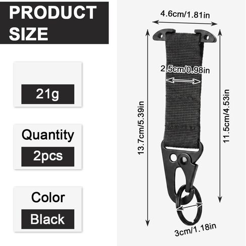 Molle Clips, 2 Pack Tactical Molle Attachments for Hanging Keys or Gloves, Molle Webbing Key Holder, Tactical Clash Hook Carabiner Clip in Saudi Arabia