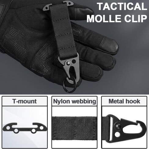 Molle Clips, 2 Pack Tactical Molle Attachments for Hanging Keys or Gloves, Molle Webbing Key Holder, Tactical Clash Hook Carabiner Clip in Saudi Arabia