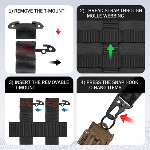 Molle Clips, 2 Pack Tactical Molle Attachments for Hanging Keys or Gloves, Molle Webbing Key Holder, Tactical Clash Hook Carabiner Clip in Saudi Arabia