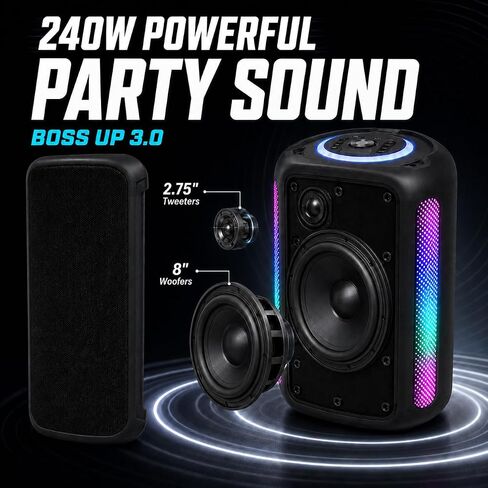 Bluetooth Party Speaker, 240W Peak Power, 8-Inch Woofer, Auracast in Saudi Arabia