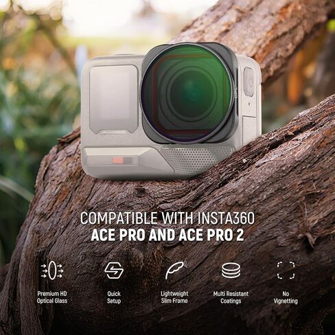 NEEWER CPL Filter Compatible with Insta360 Ace Pro Insta 360 Ace Pro 2, Action Camera Lens Filter Accessories, NOT Compatible with Updated Version Redesigned Round Octagonal Lens Guard, FL-C19 in Kuwait