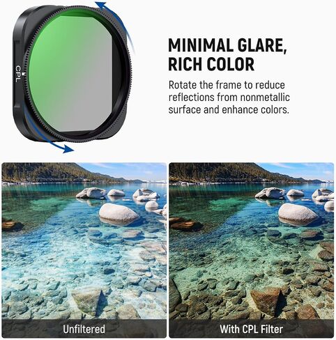 NEEWER CPL Filter Compatible with Insta360 Ace Pro Insta 360 Ace Pro 2, Action Camera Lens Filter Accessories, NOT Compatible with Updated Version Redesigned Round Octagonal Lens Guard, FL-C19 in Kuwait