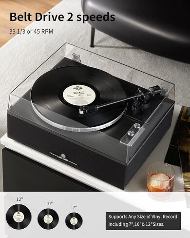 ANGELS HORN Bluetooth Vinyl Record Player with Built-in Speakers & Record Weight Stabilizer Bundle in Kuwait