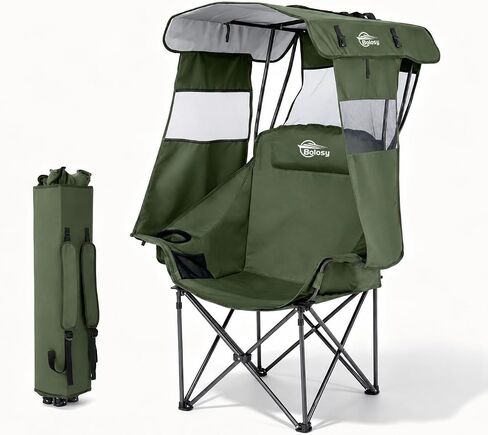 Bolosy Oversized Camping Chair with Canopy Shade Beach Chair with Umbrella in Kuwait