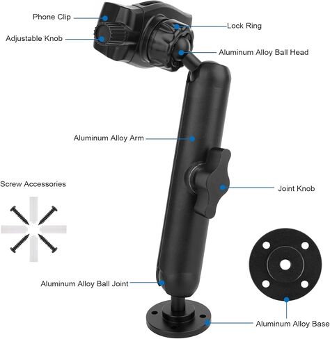 Mippko Wall Mount Phone Holder for Truck/Car/Boat/Wall/Desk,Compatible with 3.5~7.5 inch iPhone/Nexus/HTC/LG/Huawei/Smart Phones,360°Adjustment Aluminium Alloy Arm Drilling Base Mount in Kuwait
