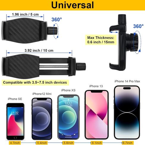 Mippko Wall Mount Phone Holder for Truck/Car/Boat/Wall/Desk,Compatible with 3.5~7.5 inch iPhone/Nexus/HTC/LG/Huawei/Smart Phones,360°Adjustment Aluminium Alloy Arm Drilling Base Mount in Kuwait