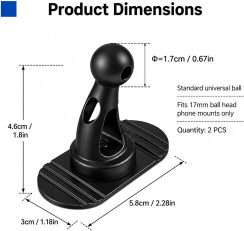 2-Pack Sticky 17mm Ball Mount for Car Mount Adhesive Replacement in Saudi Arabia