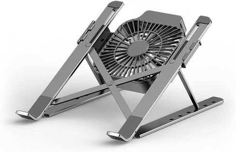 Portable Laptop Cooling Stand Fan Foldable Aluminum Alloy Notebook Cooler Pad Holder Adjustable for 17inch Tablet in Saudi Arabia