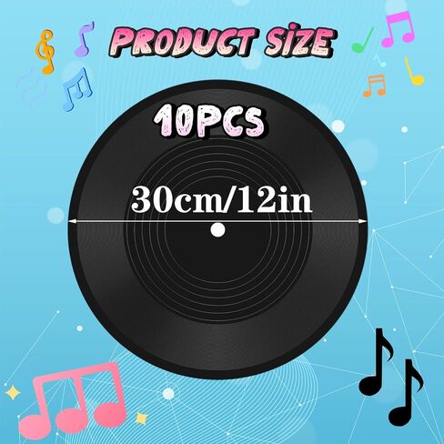 Ntwoiee 10Pcs 12 Inch Blank Vinyl Records, Fake Vintage Record Wall Decor, Faux Blank Vinyl Records for Aesthetic Room, Music Party, Home Studio & DIY Display Decoration in Kuwait