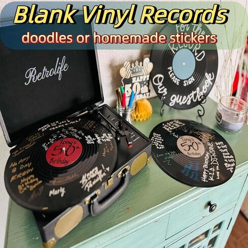 Ntwoiee 10Pcs 12 Inch Blank Vinyl Records, Fake Vintage Record Wall Decor, Faux Blank Vinyl Records for Aesthetic Room, Music Party, Home Studio & DIY Display Decoration in Kuwait