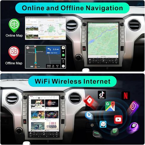 8 Cores 4+64G Android 12 Tundra Screen Upgrade, Car Radio Stereo for Toyota Tundra 2014-2019,12 inch Vertical Touchscreen Support Wireless CarPlay Android Auto GPS Bluetooth FM SWC in Kuwait
