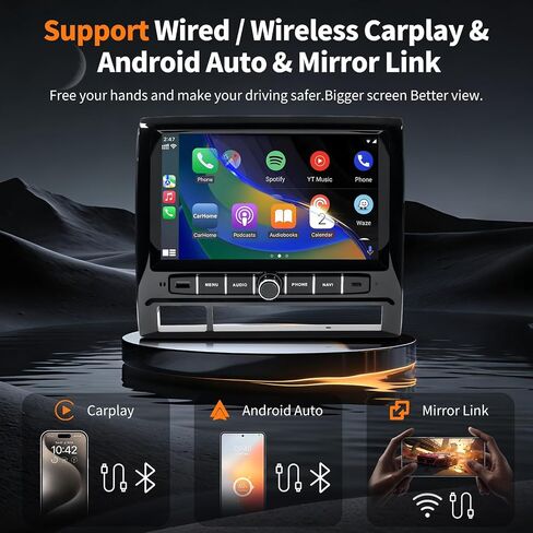 9 inch Car Radio Stereo Head Unit Upgrade for Toyota Tacoma 2005-2015 with Android13/5G WiFi/Wireless CarPlay/Android Auto/Touch Screen/GPS Navigation/Bluetooth/FM Radio/AHD Backup Camera(4G+64G) in Kuwait