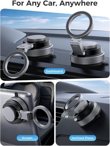 Broodx Magnetic Car Phone Holder, Strong Magnet Vacuum Suction Alloy Mount in Kuwait